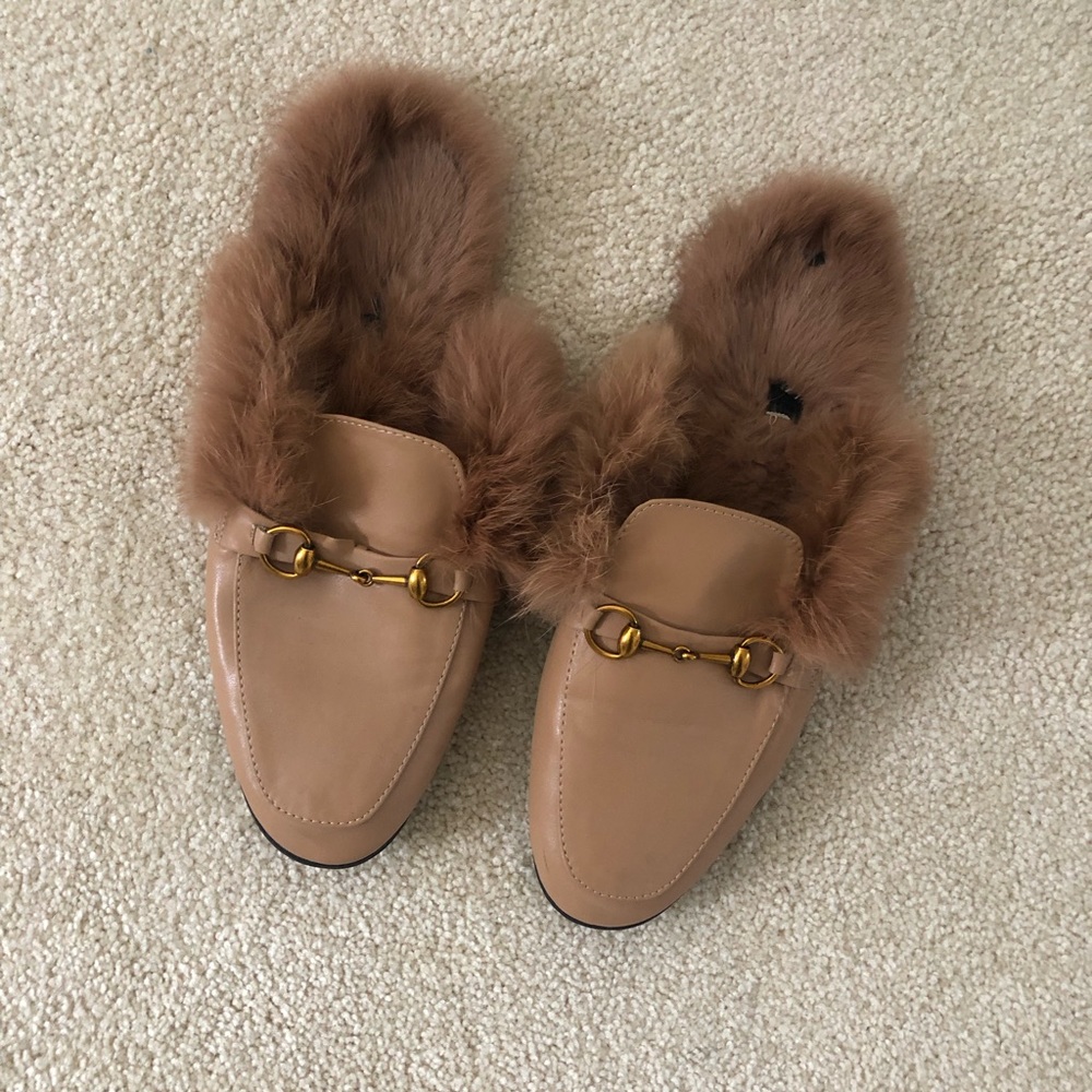 Fur mules, size 38